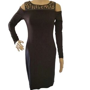 [Philosophy]  Black Sleath Dress Cold Shoulder Long Sleeve Size Medium N…
